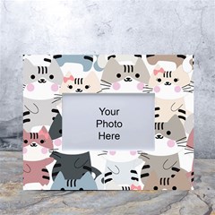 Cute Cat Couple Seamless Pattern Cartoon White Tabletop Photo Frame 4 x6  by Semog4