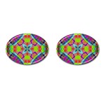 Farbenpracht Kaleidoscope Pattern Cufflinks (Oval) Front(Pair)