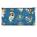 Seamless Pattern Funny Astronaut Outer Space Transportation Pencil Case Back
