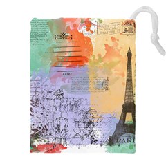 Scrapbook Paris Vintage France Drawstring Pouch (5xl) by Salman4z