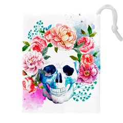 Day Of The Dead Skull Art Drawstring Pouch (5xl) by Salman4z