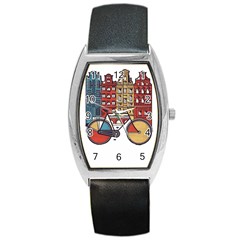 Amsterdam Graphic Design Poster Illustration Barrel Style Metal Watch by Salman4z