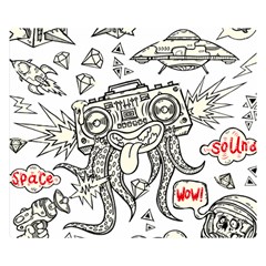 Drawing Clip Art Hand Painted Abstract Creative Space Squid Radio Premium Plush Fleece Blanket (small) by Salman4z