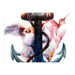Anchor Watercolor Painting Tattoo Art Anchors And Birds Two Sides Premium Plush Fleece Blanket (mini) by Salman4z
