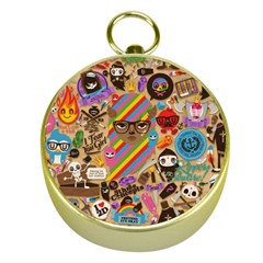 Multicolored Doodle Art Wallpaper Gold Compasses by Salman4z