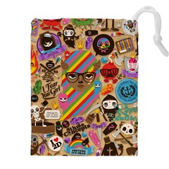 Multicolored Doodle Art Wallpaper Drawstring Pouch (4xl) by Salman4z