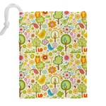 Nature Doodle Art Trees Birds Owl Children Pattern Multi Colored Drawstring Pouch (5XL) Back