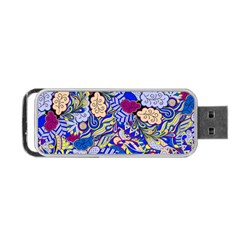 Blue Yellow Background Pattern Vector Texture Paisley Portable Usb Flash (one Side) by Salman4z