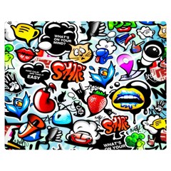 Graffiti Art Cartoon Comic Two Sides Premium Plush Fleece Blanket (medium) by Salman4z