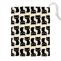 Black Cats And Dots Koteto Cat Pattern Kitty Drawstring Pouch (5xl) by Salman4z