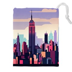 New York Skyline Cityscape Nyc New York City Landmark Drawstring Pouch (5xl) by Jancukart