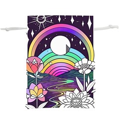 Rainbow Fun Cute Minimal Doodle Drawing Art Lightweight Drawstring Pouch (xl) by Jancukart