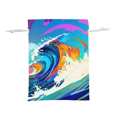 Tsunami Waves Ocean Sea Nautical Nature Water Art Lightweight Drawstring Pouch (s) by Jancukart