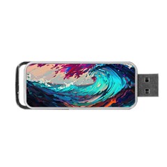 Tsunami Waves Ocean Sea Nautical Nature Water Painting Portable Usb Flash (one Side) by Jancukart
