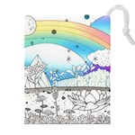 Rainbow Fun Cute Minimal Doodle Drawing 2 Drawstring Pouch (5XL) Front