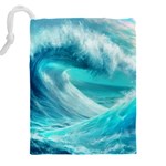 Tsunami Waves Ocean Sea Nautical Nature Water Tidal Drawstring Pouch (5XL) Back