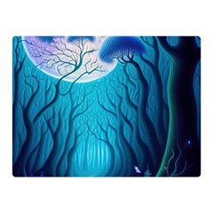 Forrest Jungle Blue Artwork Two Sides Premium Plush Fleece Blanket (mini) by Jancukart