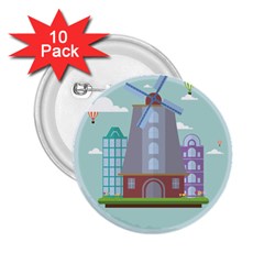 Amsterdam Landmark Landscape 2 25  Buttons (10 Pack)  by Sudheng
