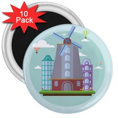 Amsterdam Landmark Landscape 3  Magnets (10 Pack)  by Sudheng