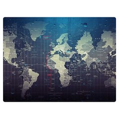 Vintage World Map Illustration Artwork Water Drop Digital Art Arts Two Sides Premium Plush Fleece Blanket (extra Small) by Sudheng