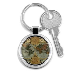 Vintage World Map Key Chain (round) by Sudheng