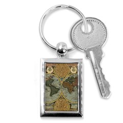 Vintage World Map Key Chain (rectangle) by Sudheng