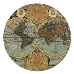 Vintage World Map Magnet 5  (round) by Sudheng
