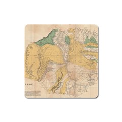 Vintage World Map Physical Geography Square Magnet by Sudheng