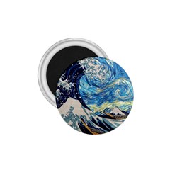 Starry Night Hokusai Van Gogh The Great Wave Off Kanagawa 1 75  Magnets by Sudheng