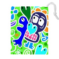 Crazy Pop Art - Doodle Skulls  Drawstring Pouch (5xl) by ConteMonfrey