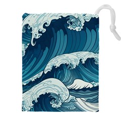 Waves Ocean Sea Pattern Water Tsunami Rough Seas Drawstring Pouch (5xl) by Wegoenart