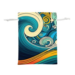 Waves Ocean Sea Abstract Whimsical Abstract Art 3 Lightweight Drawstring Pouch (m) by Wegoenart
