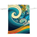 Waves Ocean Sea Abstract Whimsical Abstract Art 3 Lightweight Drawstring Pouch (XL) Back
