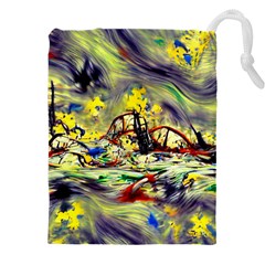 Abstract Arts Psychedelic Art Experimental Drawstring Pouch (4xl) by Uceng