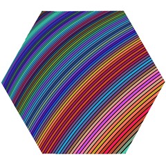 Multicolored Stripe Curve Striped Background Wooden Puzzle Hexagon by Uceng