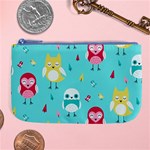 Owls Owl Bird Cute Animal Art Vector  Pattern Colorful Large Coin Purse Front