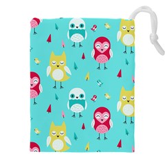 Owls Owl Bird Cute Animal Art Vector  Pattern Colorful Drawstring Pouch (5xl) by Salman4z