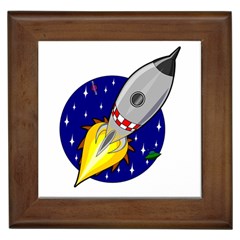 Rocket Ship Launch Vehicle Moon Framed Tile by Salman4z