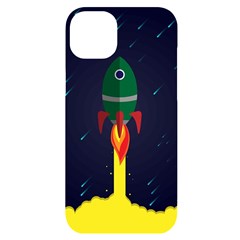 Rocket Halftone Astrology Astronaut Iphone 14 Plus Black Uv Print Case by Salman4z