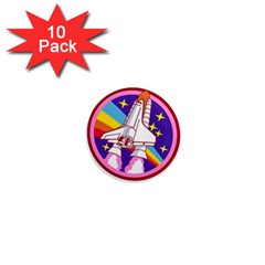 Badge Patch Pink Rainbow Rocket 1  Mini Magnet (10 Pack)  by Salman4z