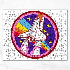 Badge Patch Pink Rainbow Rocket Rectangular Jigsaw Puzzl by Salman4z