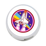 Badge Patch Pink Rainbow Rocket 4-Port USB Hub (One Side) Front