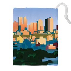 City Buildings Urban Dawn Drawstring Pouch (4xl) by Salman4z