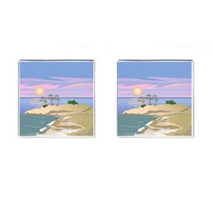 Vacation Island Sunset Sunrise Cufflinks (square) by Salman4z