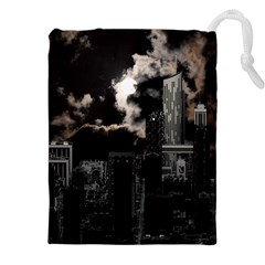 City Night Moon Skyline Skyscraper Drawstring Pouch (5xl) by Salman4z