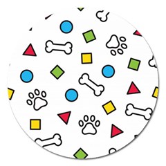 Dog Paw Seamless Pattern Footprint Bone Magnet 5  (round) by Salman4z