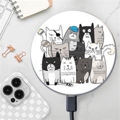Cute Cat Hand Drawn Cartoon Style Wireless Fast Charger(white) by Salman4z