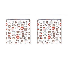 Vector Thin Line Art Vet Seamless Pattern Cufflinks (square) by Salman4z