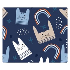 Colorful Cute Cat Seamless Pattern Two Sides Premium Plush Fleece Blanket (small) by Salman4z