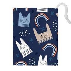 Colorful Cute Cat Seamless Pattern Drawstring Pouch (5xl) by Salman4z